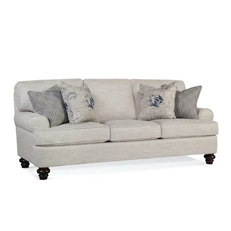 Transitional Queen Sleeper Sofa with Turned Legs