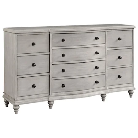 Transitional 10-Drawer Dresser