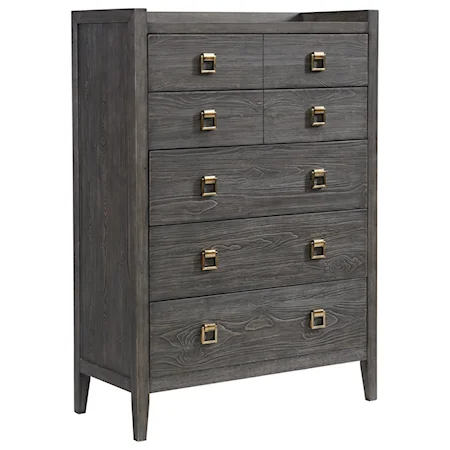 Contemporary 7-Drawer Chest with Cedar Lined Bottom Drawer