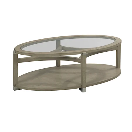 Oval Coffee Table with Tempered Glass Top