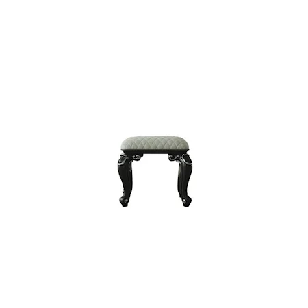 Traditional Vanity Stool with Upholstered Seat Cushion