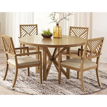 Transitional 5-Piece Table and Chair Set with Solid Wood Table Top