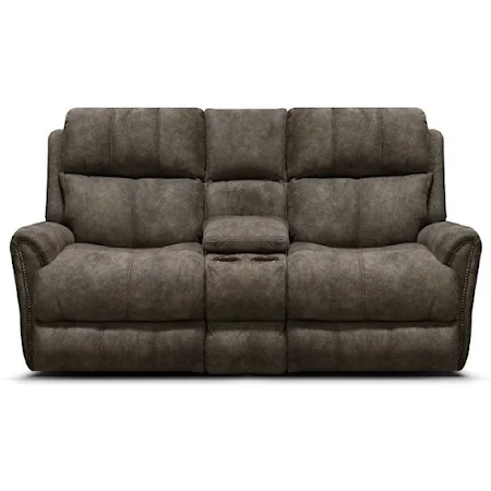 Casual Power Reclining Loveseat with Console & Cup Holders