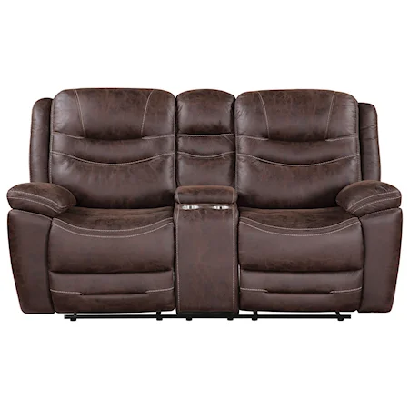Casual Manual Reclining Loveseat with Console