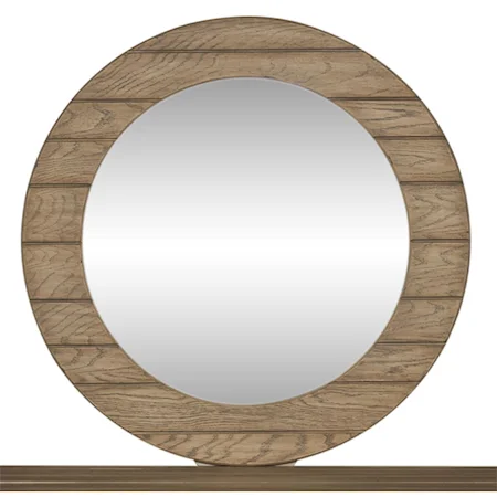 Transitional Round Mirror with Paneled Frame
