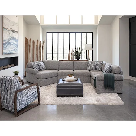 Casual 3-Piece Sectional with Left-Facing Cuddler