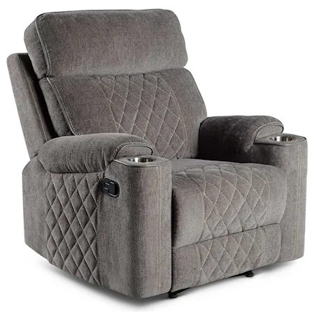 Motion Recliner Chair with Cup Holders and Diamond Stitching