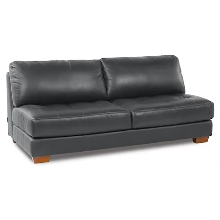 Armless Leather Sofa with Accent Tufting