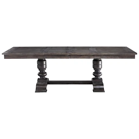 Transitional Expandable Dining Table with Double Pedestal Base