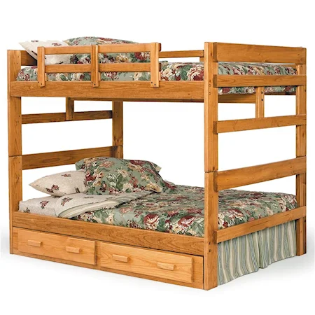 Rustic Full/Full Bunk Bed with Center Support