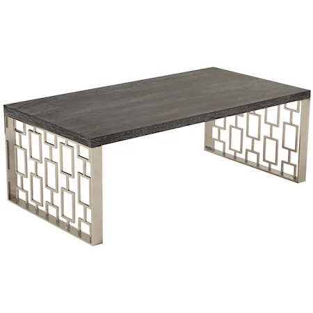 Contemporary Wood and Metal Coffee Table with Honeycomb Base