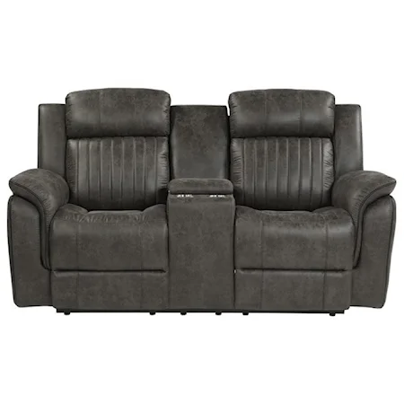 Casual Double Reclining Loveseat with Cupholders and Storage Console