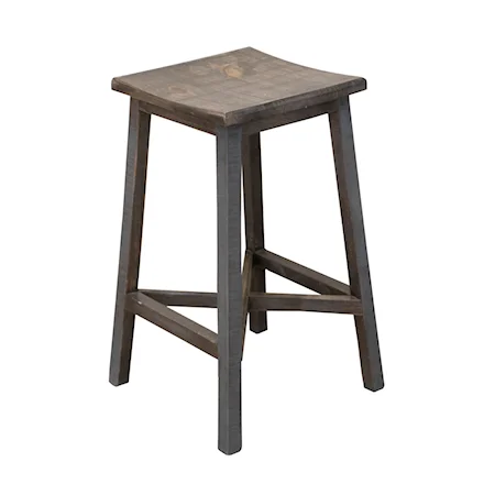 Rustic Wood Backless Bar Stool