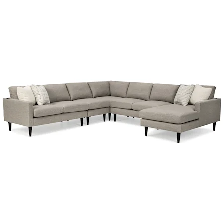 Contemporary 6-Seat Sectional Sofa with RAF Chaise and Built-in USB Charger