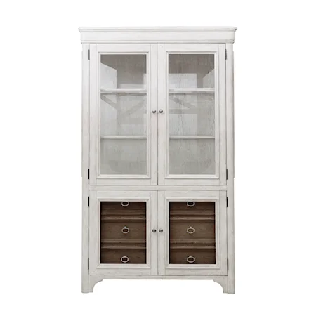 Farmhouse Curio China Cabinet with LED Lighting