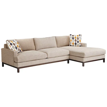 2-Piece Sectional Sofa with Bronze Base & RAF Chaise Lounge