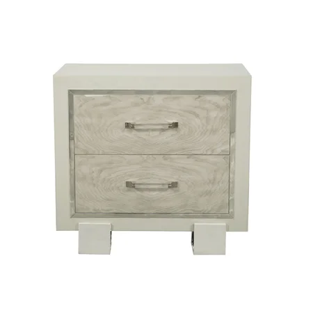 2 Drawer Nightstand with Nickel Polished Details