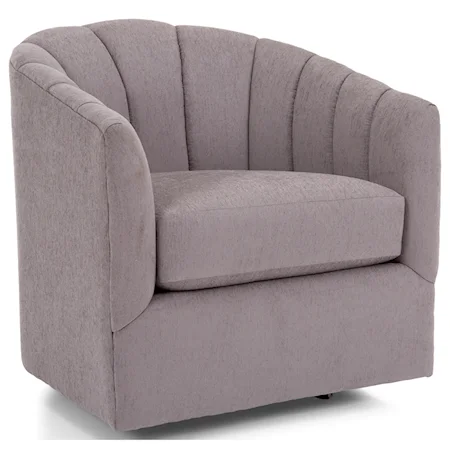 Transitional Swivel Chair with Channel Tufted Back