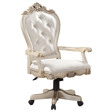 Traditional Executive Office Chair in Antique White