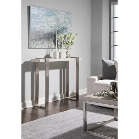 Contemporary Wood and Metal Console Table