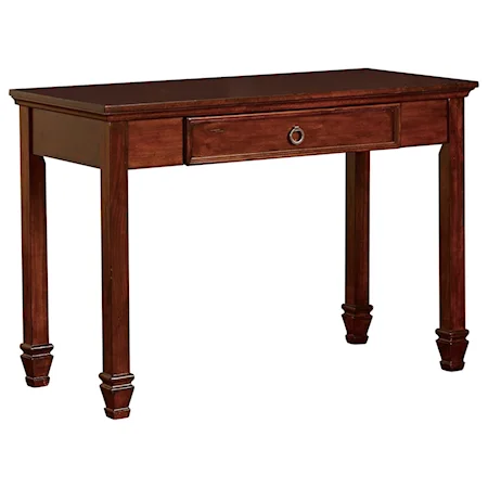 One Drawer Table Desk with Carved Tapered Legs