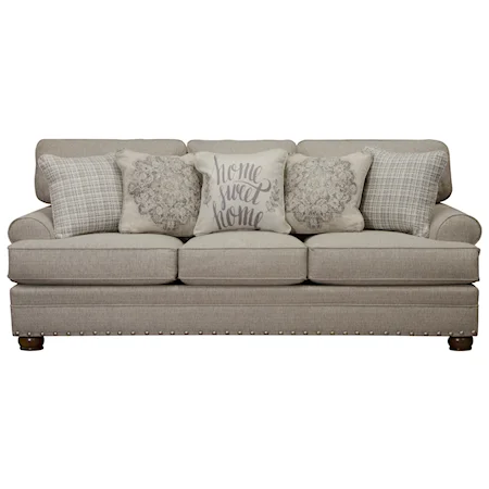 Farmhouse Sofa with Nailhead Trim