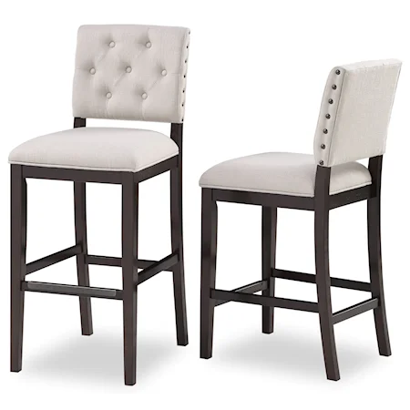 Transitional Bar Stool with Button Tufted Back