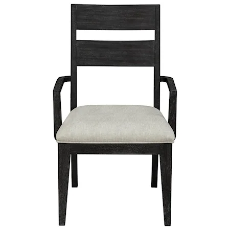 Contemporary Dining Arm Chair with Upholstered Seat