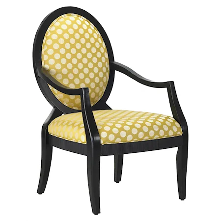 Transitional Styled Exposed Wood Chair with Oval Back and Padded Seats