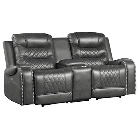 Power Double Reclining Loveseat with Center Console and Built-In USB Ports