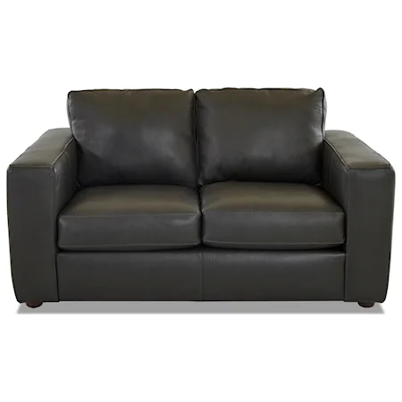 Contemporary Customizable Loveseat with Thick Track Arms