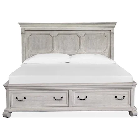 California King Panel Bed with 2 Storage Drawers