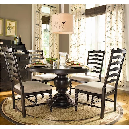 Round Dining Table w/ 4 Ladder Back Side Chairs