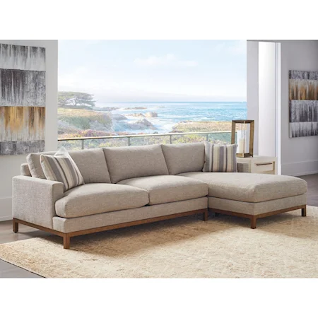 2-Piece Sectional Sofa with Brass Base & RAF Chaise Lounge