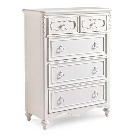 5 Drawer Chest with Decorative Raised Panels