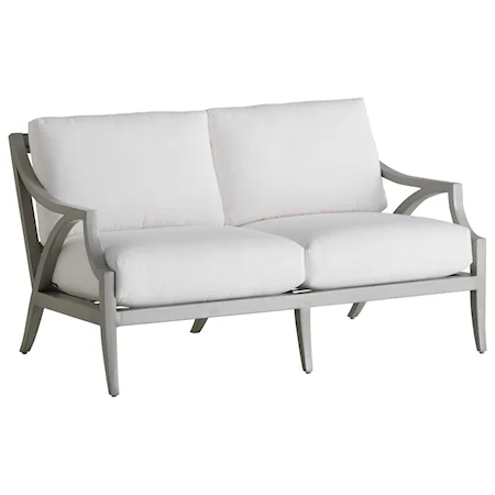 Transitional Outdoor Loveseat with Cushions