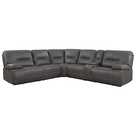 Contemporary Power Reclining 6-Piece Sectional with USB Charging Port