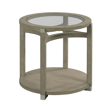 Round End Table with Tempered Glass Top