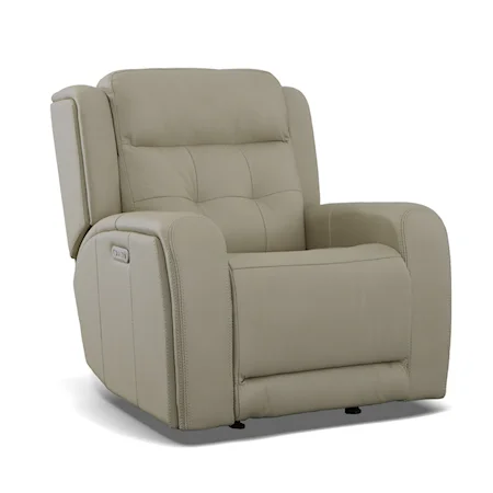 Transitional Power Glider Recliner with Power Headrest and USB Port