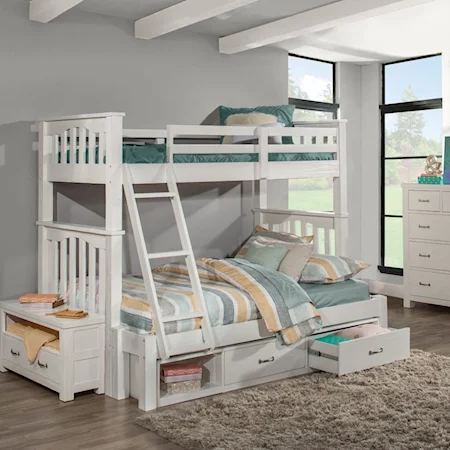 Mission Style Twin Over Full Bunk Bed with Storage