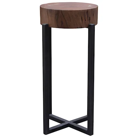 Modern Rustic Small 22" Accent Table with Solid Mango Wood Top