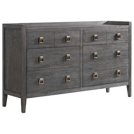Contemporary 8-Drawer Dresser with Cedar Lined Bottom Drawer