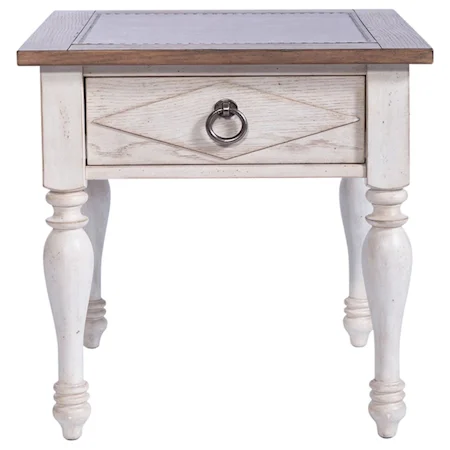 1-Drawer End Table with Inset Metal Top