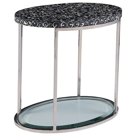 Contemporary Oval Spot Table with Glass Shelf