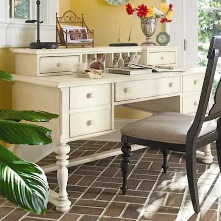 Letter Writing Desk with Letter Deck, File Drawers, and Center Drop Front Drawer