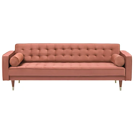Velvet Mid Century Modern Sofa with Bench Seat