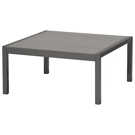 Contemporary Outdoor Square Coffee Table with Wood Top