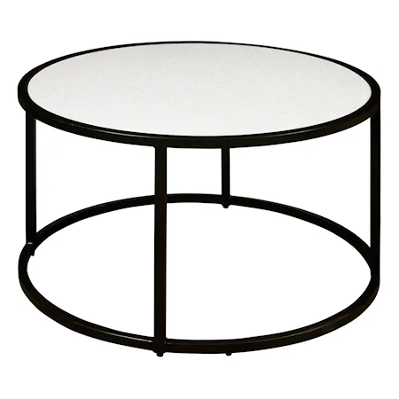 36" Round White Marble Cocktail Table