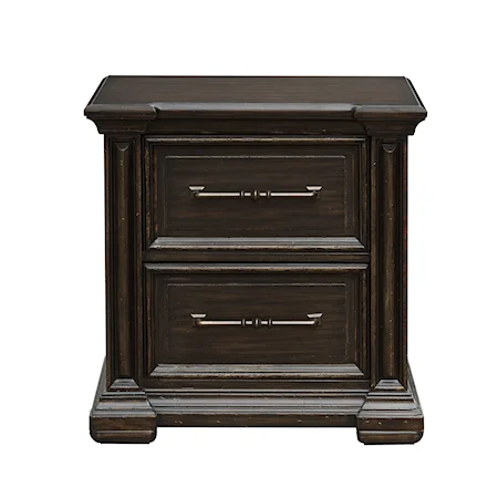 Traditional 2-Drawer Nightstand with Built-In USB