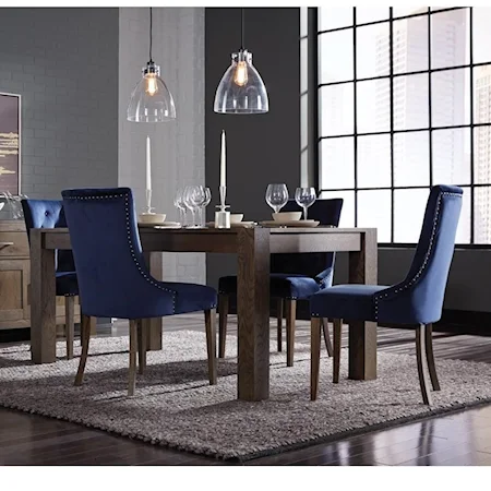 Modern Rustic 5-Piece Table and Chair Set with Extension Table